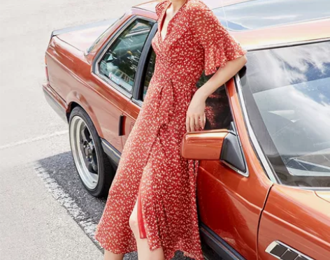 永久下架Vero Moda波点荷叶袖裹身裙...