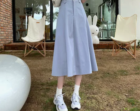 休闲中长款半身裙女夏季高腰设计感小众大摆裙...