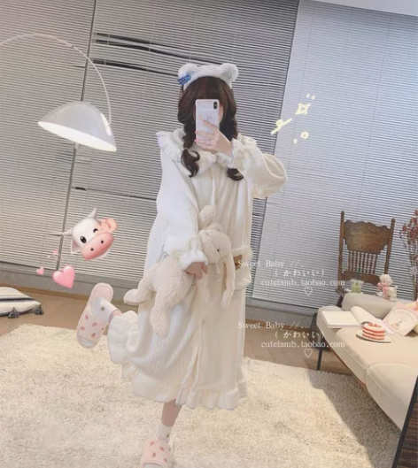 半熟少女录像带家熊奶糖日系少女可爱法兰绒翻...