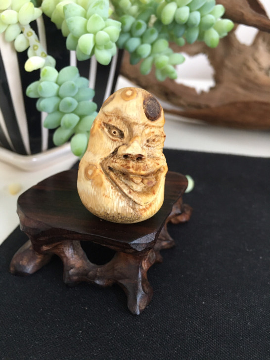 竹根雕件 摆件，怪脸罗汉，纯手工雕刻，天然...