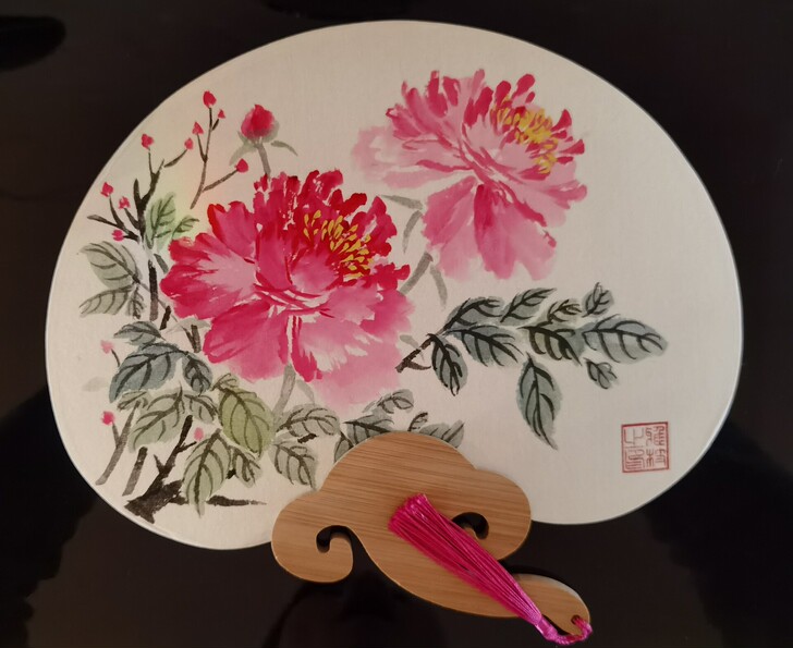 写意牡丹团扇，各式花鸟，单面绘120，双面...
