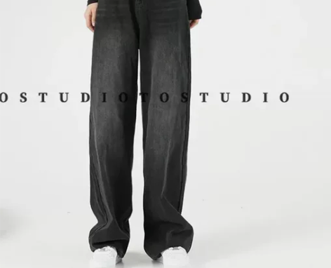 高腰阔腿牛仔裤黑色阔腿牛仔裤休闲 m码 仅...