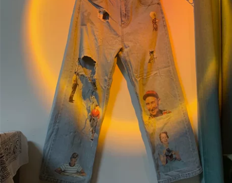 二手闲置破洞牛仔裤很好配衣服，适合身高17...