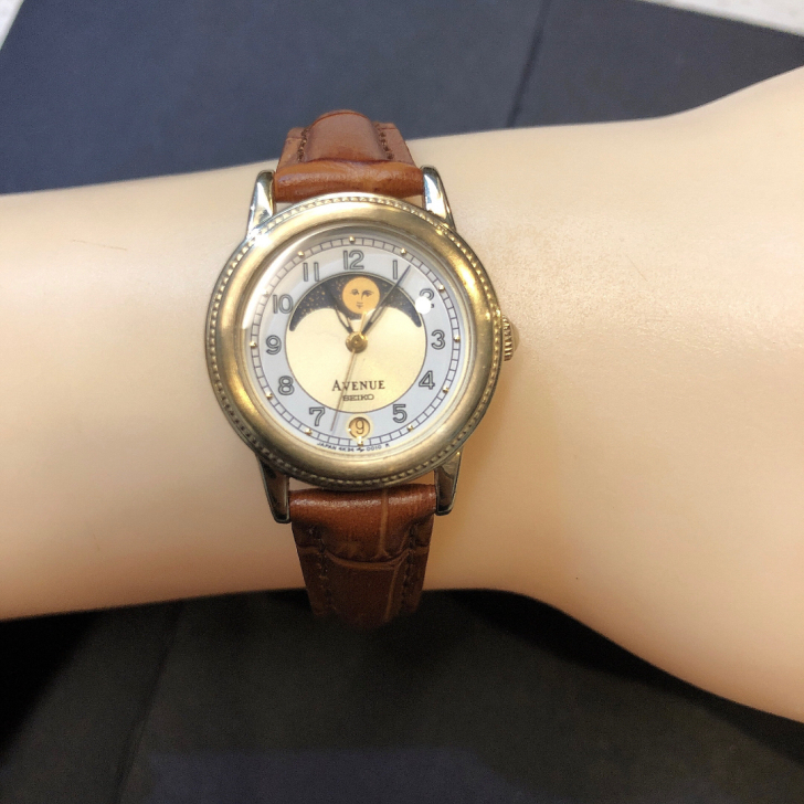 国外回流中古女表精工女手表，月相盘，个性十...