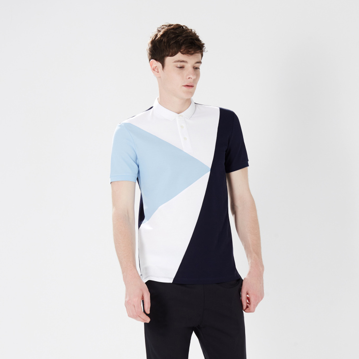 MECITY男士T恤色块印花短袖POLO恤