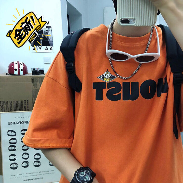 100%纯棉夏季港风男士潮流短袖男学生韩版...