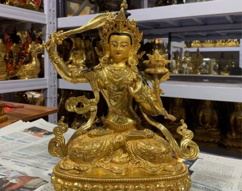 一尺文殊菩萨，藏传佛像，藏传文殊菩萨像，文...