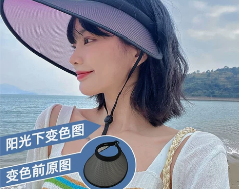 新款全新变色防晒帽子女夏防紫外线遮阳帽骑车...