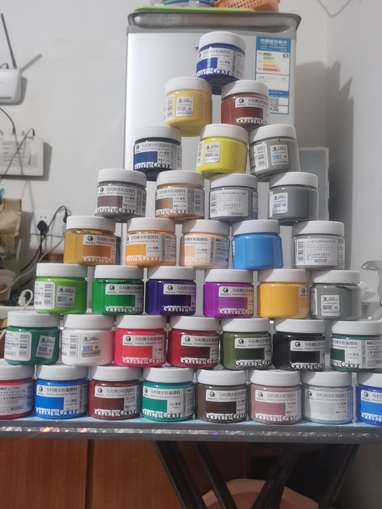 马利牌水粉画颜料36色套装，带19寸工具箱...