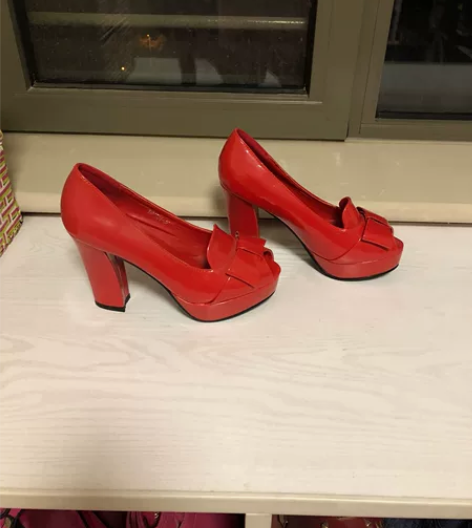 可换可换高跟鞋红色粗跟鱼嘴鞋防水台漆皮高跟...