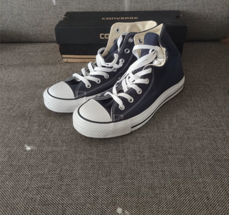 匡威all star海军蓝高帮帆布鞋102...