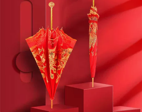 婚伞中国风结婚红伞出嫁中式红色伞新娘出门伞...