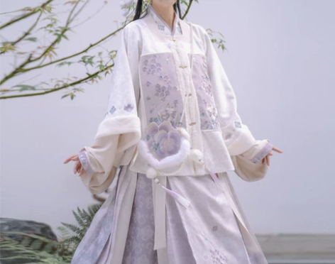 远山乔衔蝉小录明制汉服女方领对襟半袖短袄印...