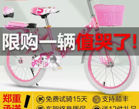 儿童自行车中大童女孩6-10-12岁凤凰新...