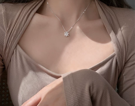 纯银满天星雪花项链女夏季高级设计感小众轻奢...