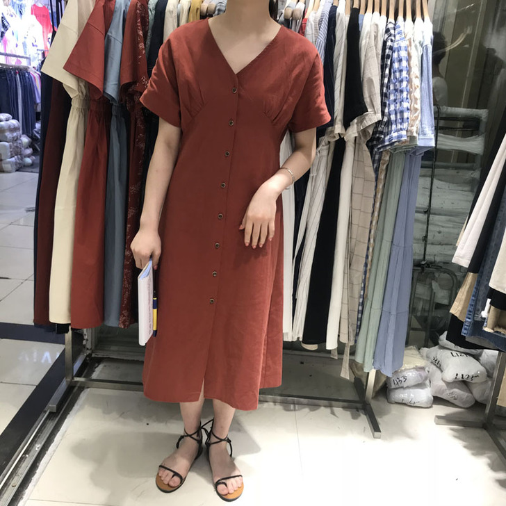 韩国东大门ulzzang夏新款单排扣V领#...