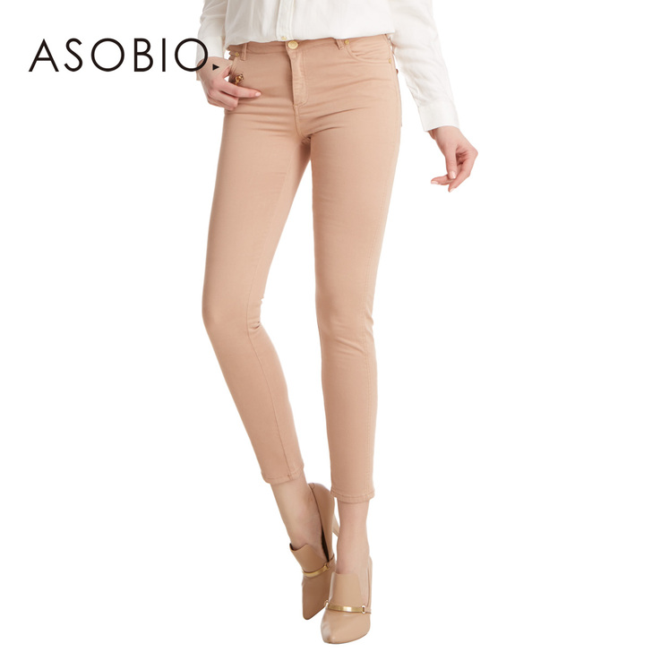 asobio夏季女装纯色修身铅笔裤女裤,包...