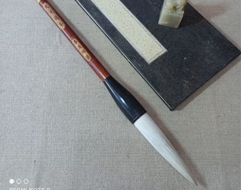 舊藏毛笔，大號蘭亭，湖筆。羊毫長峰，口徑約...