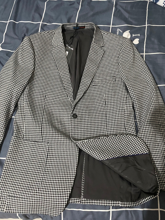 西服男士千鸟格休闲西装商务正装欧洲站新款2...