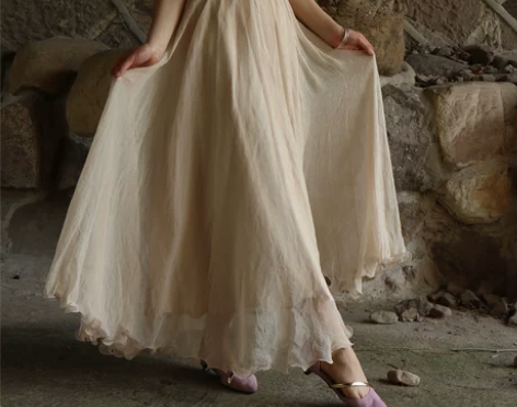 品质款夏季雪纺长裙双层半身裙飘逸拖地8米大...