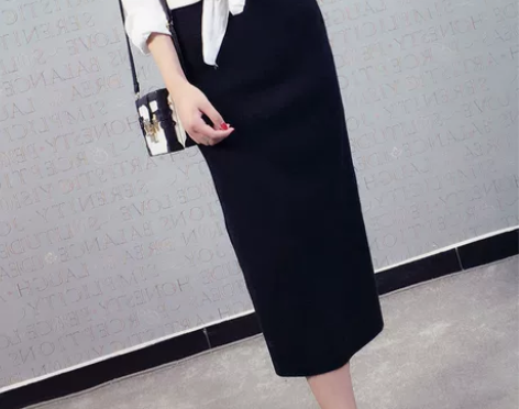 新款春季韩版包臀裙秋冬修身显瘦中长开叉一步...