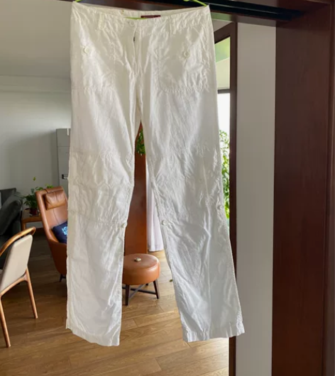 女士棉麻直筒休闲裤。裤长103 腰围72直...