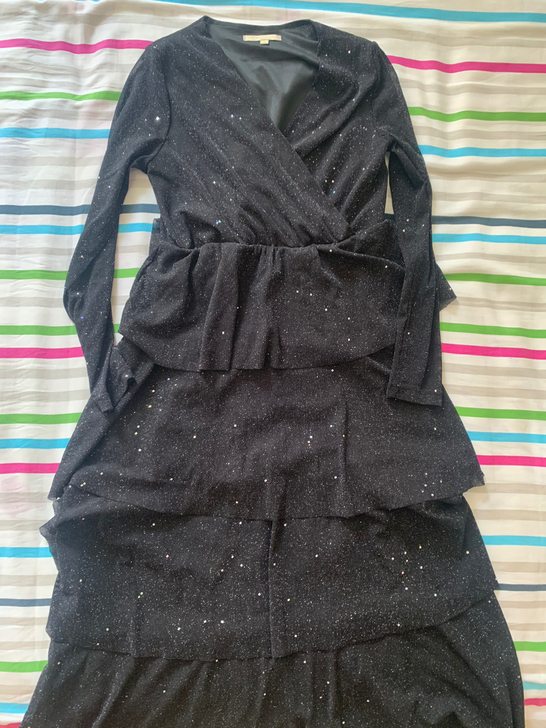 maje2019款春秋款闪光蛋糕裙连衣裙，...