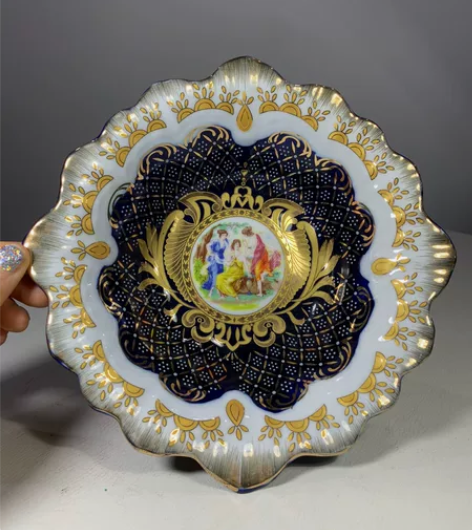 鎏金果盘花篮盘，直径19cm高10cm，左...