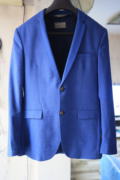 ZARA男士西装 蓝色 上衣，尺码：180...