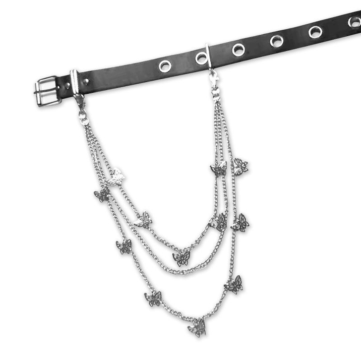 ins腰带女装饰JK制服裙子蝴蝶牛仔裤带金...