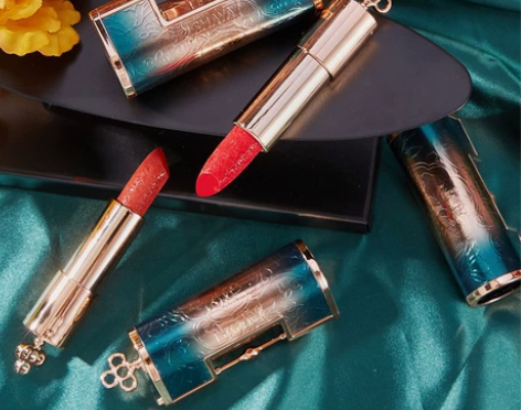 美妆正红烂番茄复古猪肝雕花口红哑光丝绒持久...