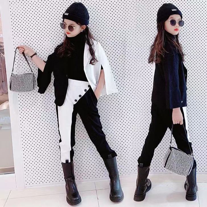 男女童西装 儿童t台模特走秀潮服服装时尚团...