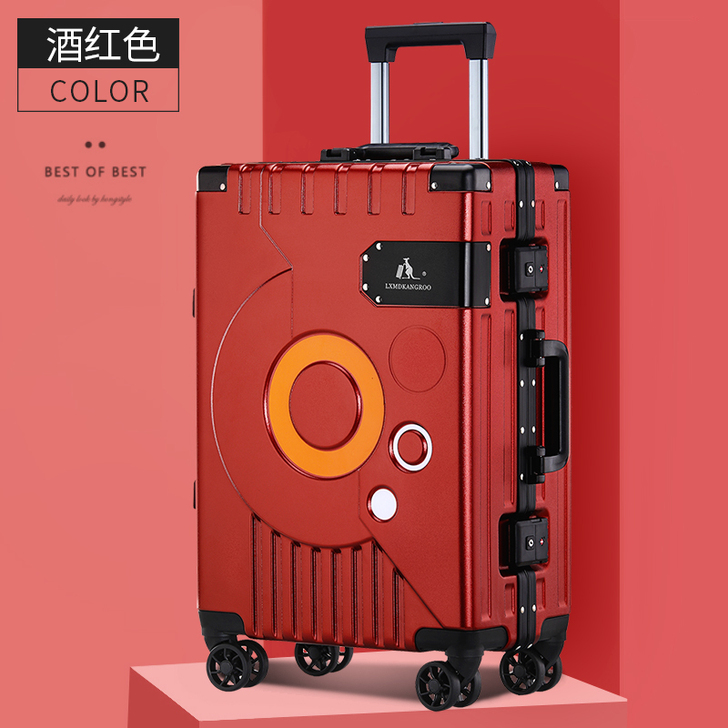 袋鼠铝框行李箱女男学生20寸登机旅行箱24...