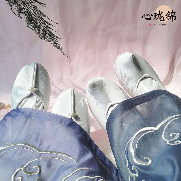 原创情侣款cp明制魏晋古风马面鞋汉服女手工...