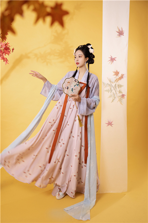 杉梅原创长安街唐风复原款齐胸汉服女一片式破...