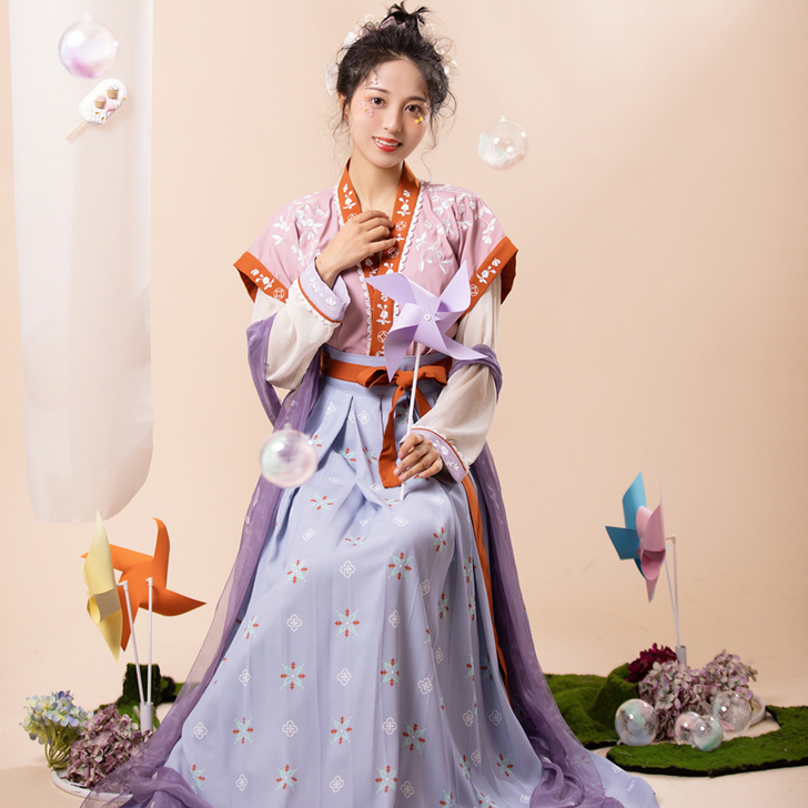 杉梅原创 汉服女【长亭】唐制褙子半袖圆领短...