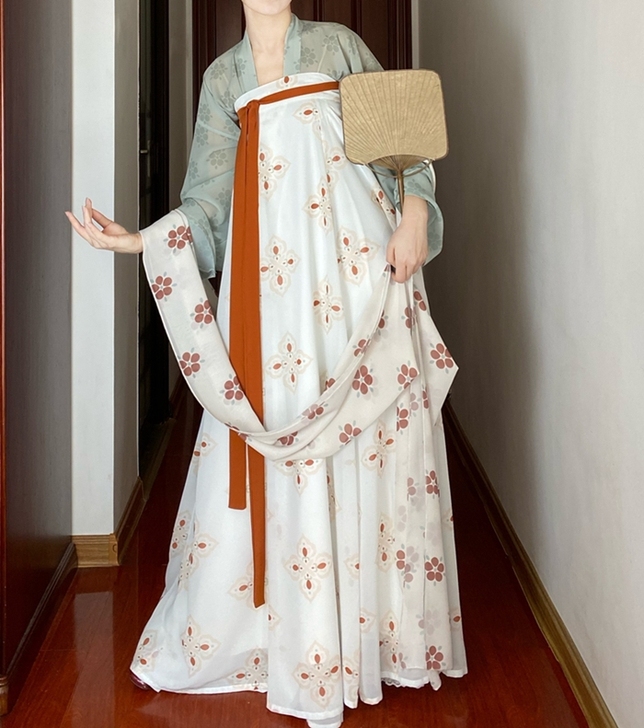 杉梅原创长安街唐风复原款齐胸汉服女一片式破...