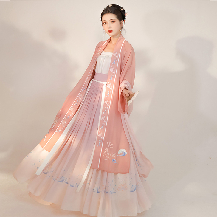 劲合【听夏】汉服女正品原创三件套6米摆对襟...