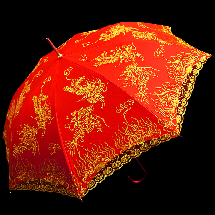 红雨伞婚庆结婚出门用红色伞新娘伞两用出嫁婚...