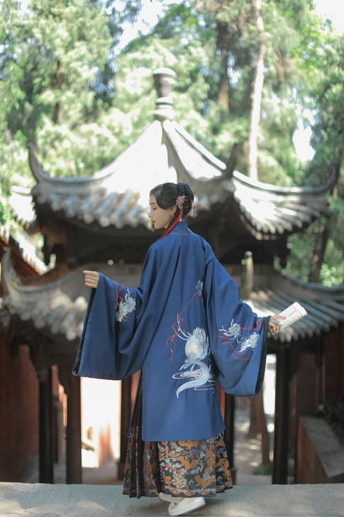 兰若庭 汉服 乘黄 明制 披风 绣花 大袖...