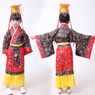 晏子使楚儿童古装改良汉服男女孩秦汉皇帝秦王...