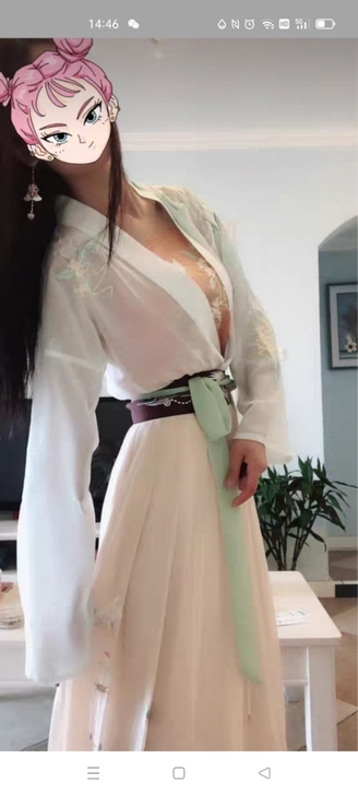 钟灵记秋盈对襟齐腰襦裙绣花汉服配吊带披帛大...