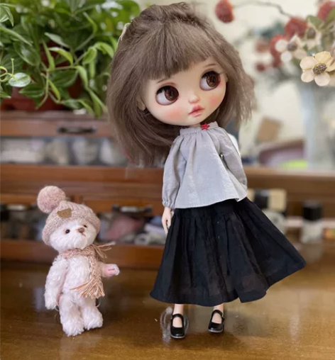 blythe小布娃衣日系文艺风衬衫半身裙 ...