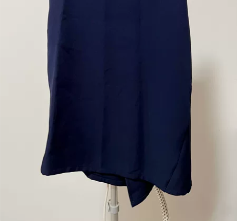 韩版藏青色下摆不规则开叉设计感半身裙中裙女...