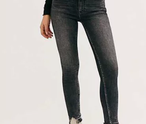 free peoole双扣俩色修身弹力高腰...