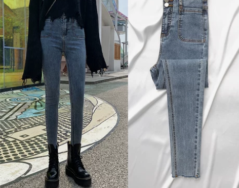 【狂欢价】复古高腰牛仔裤女裤子修身显瘦紧身...