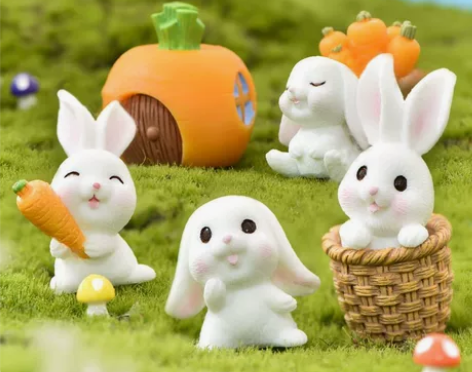 微景观树脂小摆件可爱小兔子迷你动物盆景多肉...