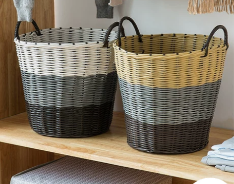 编织塑料桶脏衣服收纳筐篮洗衣篮藤编脏衣篮篓...