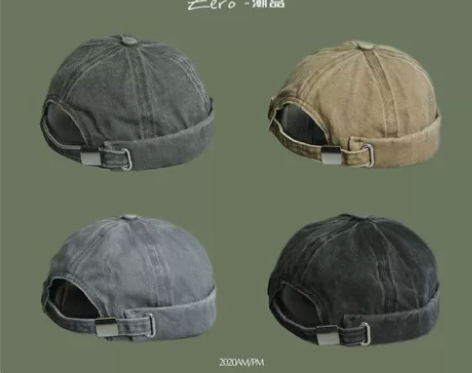 日系工业风做旧水洗纯棉瓜皮帽男女ins潮牌...