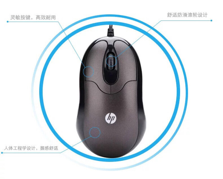 全新包邮惠普有线鼠标FM100 USB接口